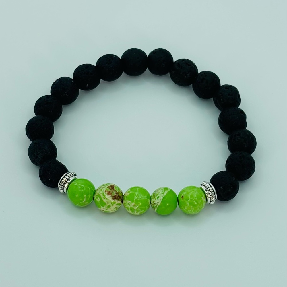 Black and Green Beaded Bracelet